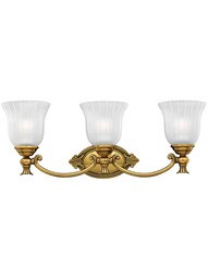 Francoise Triple Bath Sconce With Ribbed Glass Shades